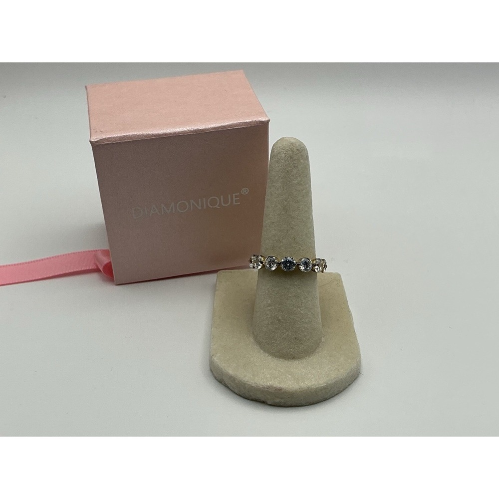 Diamonique J463681 Round Cut Scalloped Bezel Eternity Ring Gold Plated Sz 5 NWT